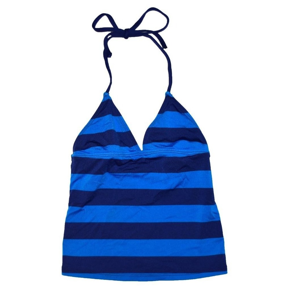 EUC Splendid Girls Size 8 Blue Halter Ties Striped Tankini Swimsuit Top